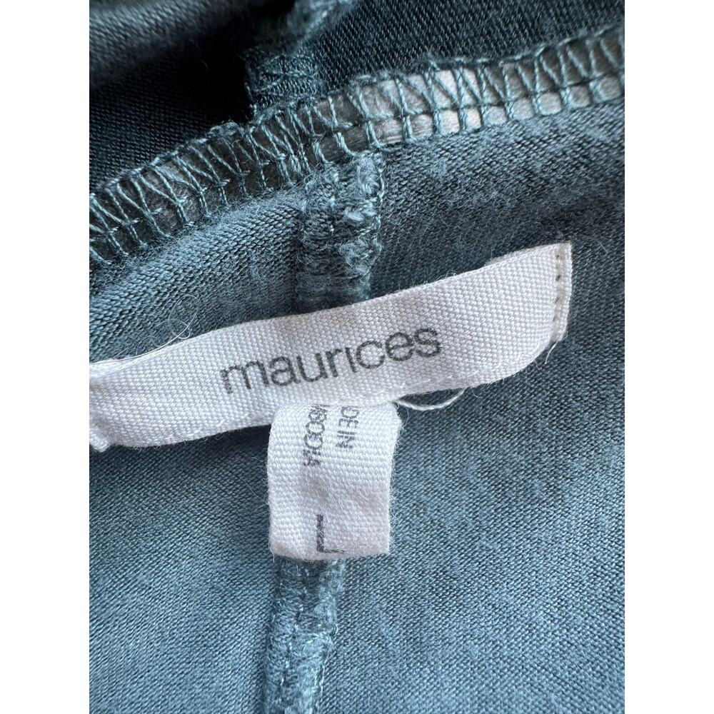 Teal Waterfall Draped Open Front Long Sleeve Cardigan Size L - Picture 5 of 7